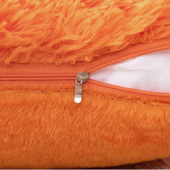 Luxury Home | Cozy Chic Pumpkin Orange Soft Plush Faux Fur Throw Pillow Cover - Picture 5 of 8